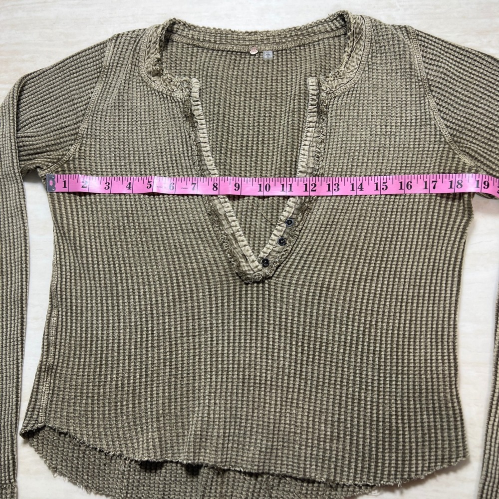 Free People Beige Knit Henley Long Sleeve Top - Picture 5 of 8